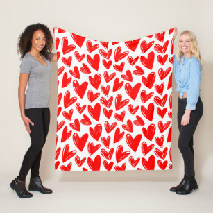 Romantic Red Love Hearts Pattern Valentine's Day Fleece Blanket