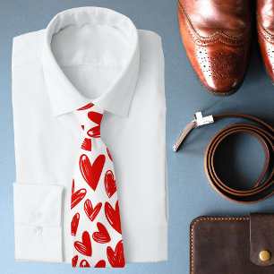 Romantic Red Love Hearts Pattern Valentine's Day Tie