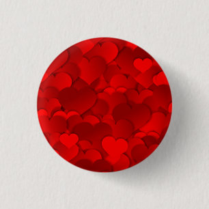 Romantic Red Love Hearts Texture Pattern-19909 1 Inch Round Button