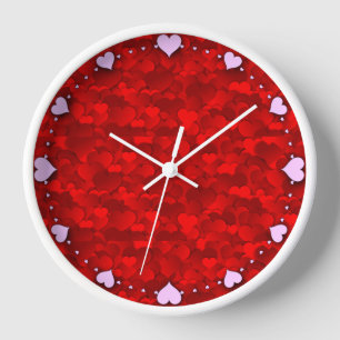 Romantic Red Love Hearts Texture Pattern-19909 Clock
