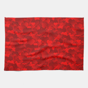Romantic Red Love Hearts Texture Pattern-19909 Kitchen Towel