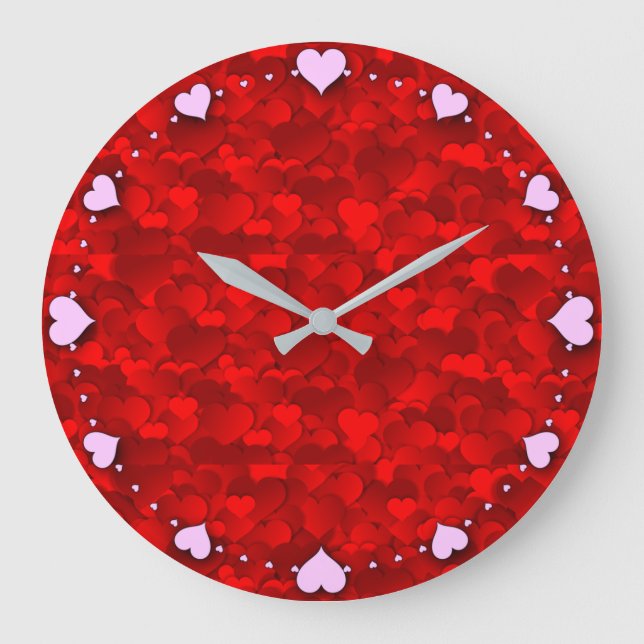 Romantic Red Love Hearts Texture Pattern-19909 Large Clock (Front)