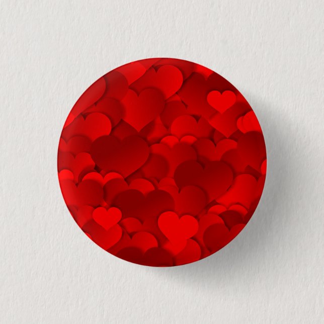 Romantic Red Love Hearts Texture Pattern 1 Inch Round Button (Front)