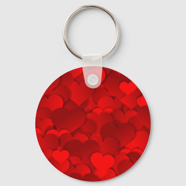 Romantic Red Love Hearts Texture Pattern Keychain (Front)