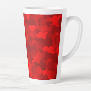 Romantic Red Love Hearts Texture Pattern Latte Mug