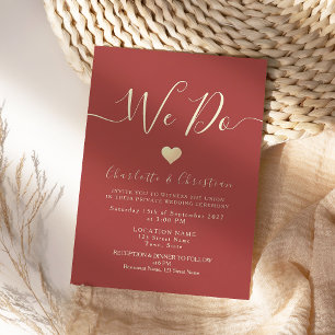 Romantic Red Micro Wedding Invitation