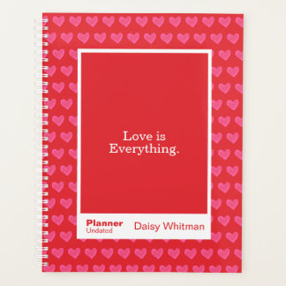 Romantic Red Minimalist Pink Heart Planner