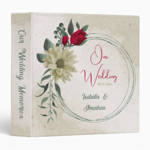 romantic red & pale yellow flowers photo album binder