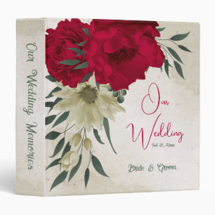romantic red & pale yellow flowers photo album binder
