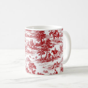 Romantic Red Pastoral Toile Nature Pattern Coffee Mug