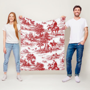 Romantic Red Pastoral Toile Nature Pattern Fleece Blanket
