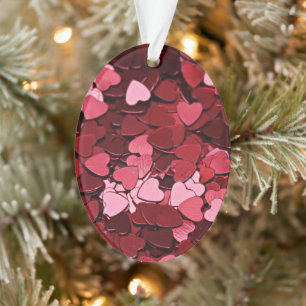 Romantic Red & Pink Heart Confetti Valentine's Day Ornament