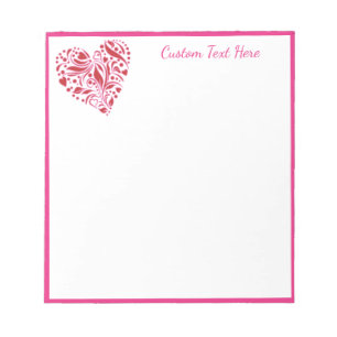 Romantic Red Pink Heart Decorative Personalized Notepad