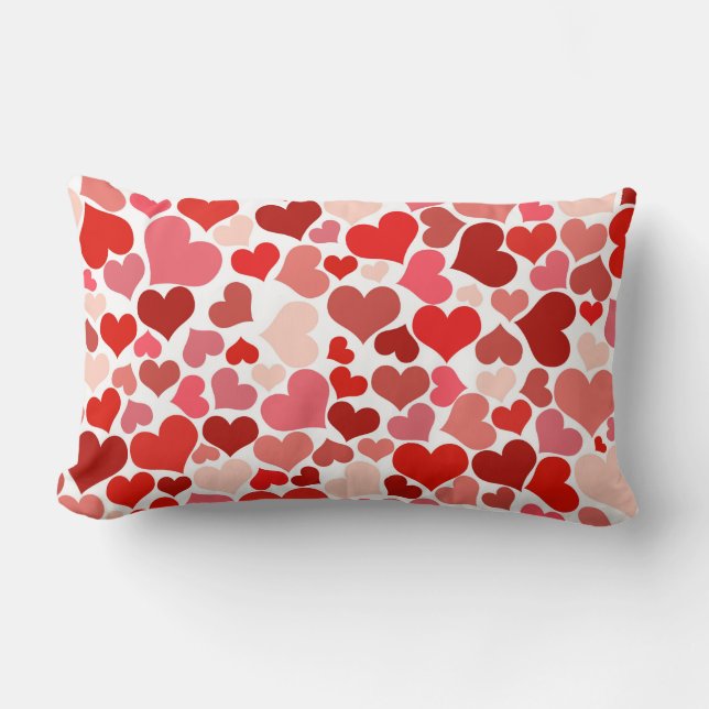 Romantic Red Pink Heart Love Design Lumbar Pillow (Front)