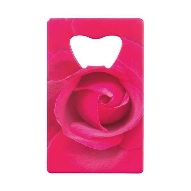 Romantic Red Pink Rose Credit Card Bottle Opener (Front)