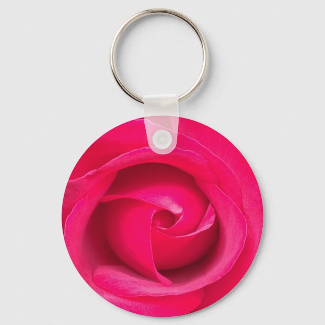 Romantic Red Pink Rose Keychain (Front)