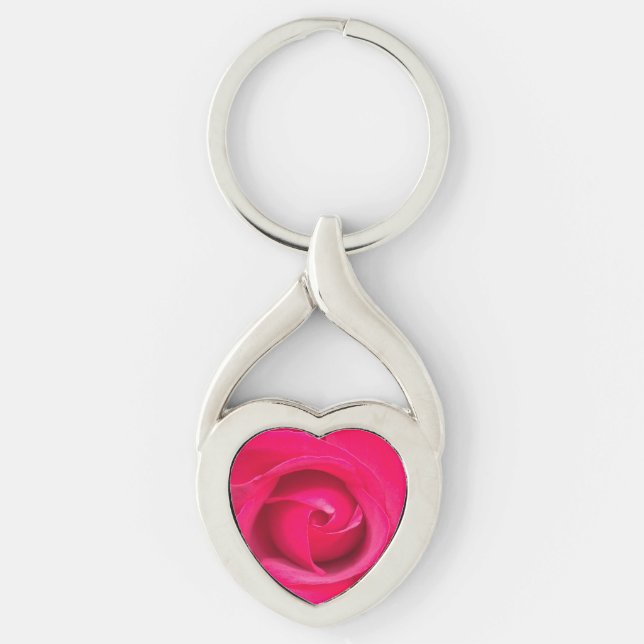 Romantic Red Pink Rose Keychain (Front)