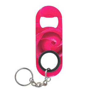 Romantic Red Pink Rose Keychain Bottle Opener