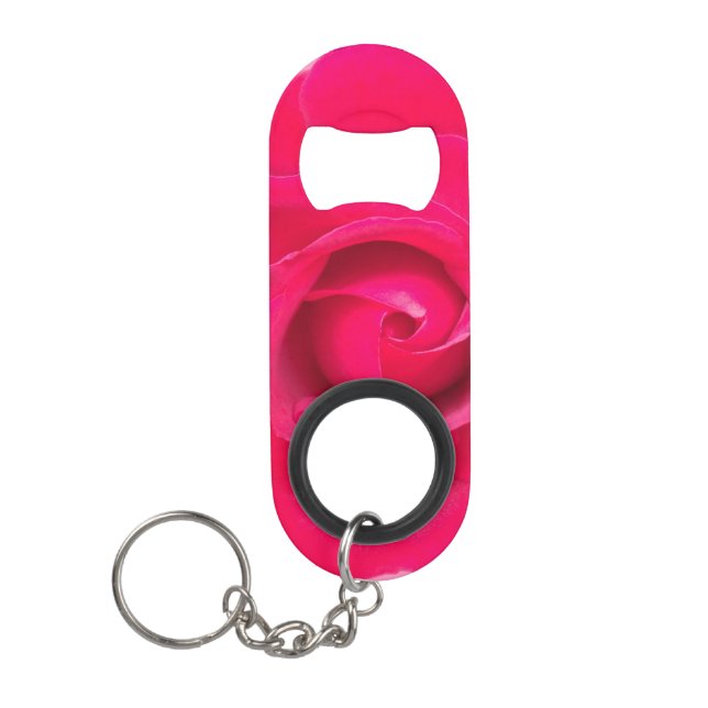 Romantic Red Pink Rose Keychain Bottle Opener (Front)