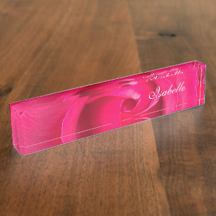 Romantic Red Pink Rose Personalized Name Plate