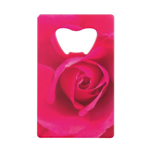 Romantic Red Pink Rose v2 Credit Card Bottle Opener