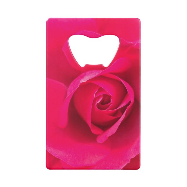 Romantic Red Pink Rose v2 Credit Card Bottle Opener (Front)