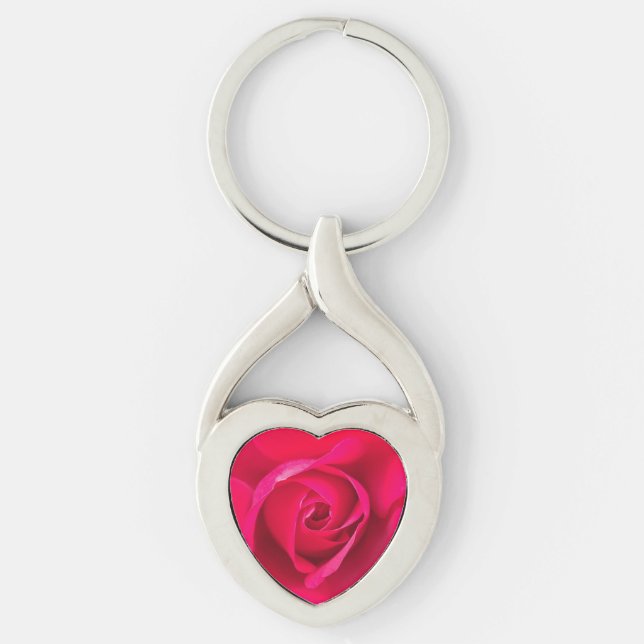 Romantic Red Pink Rose v2 Keychain (Front)