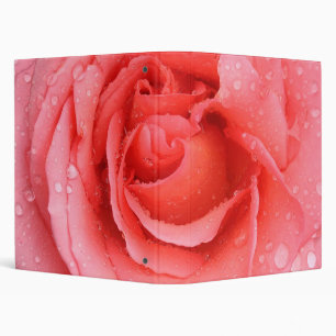 Romantic Red Pink Rose Water Drops Binder