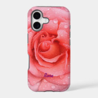 Romantic Red Pink Rose Water Drops Personalized