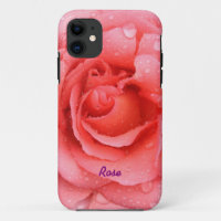 Romantic Red Pink Rose Water Drops Personalized