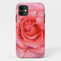 Romantic Red Pink Rose Water Drops Personalized