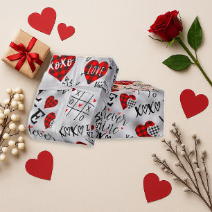 Romantic Red Plaid Valentine Design Wrapping Paper