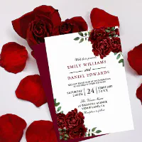 Elegant Affordable Boho Burgundy Floral Vellum Wedding