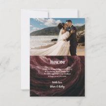 Romantic Red Rose Burgundy Thank You Card