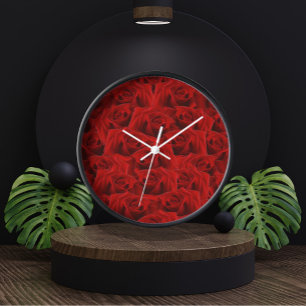 Romantic Red Rose Clock