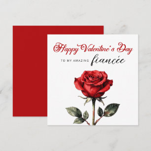 Romantic Red Rose Fiancée Happy Valentines Day Card