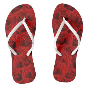 Romantic Red Rose Flip Flops