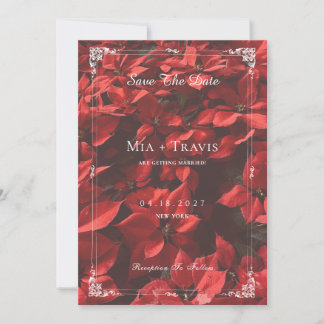 Romantic Red Rose | Floral Elegant Customizable Save The Date