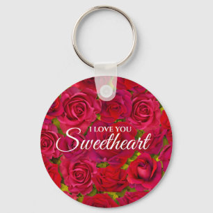 Romantic Red Rose I Love You Sweetheart Photo Keychain