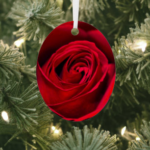 Romantic Red Rose in full bloom Metal Ornament