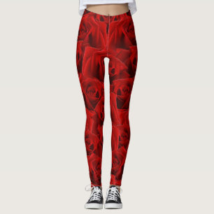  Romantic Red Rose Leggings