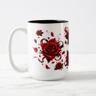 Romantic Red Rose Love Mug Floral Coffee Cup
