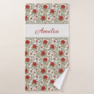 Romantic Red Rose Personalized Bath Towel