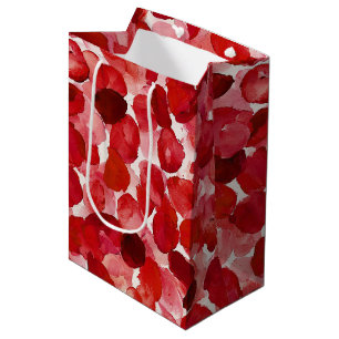 Romantic Red Rose Petals Floral Bridal Shower Medium Gift Bag