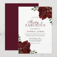 Romantic Red Rose Sixty & Fabulous 60th Birthday