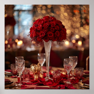 Romantic Red Rose Valentine Couple Wall Art Poster