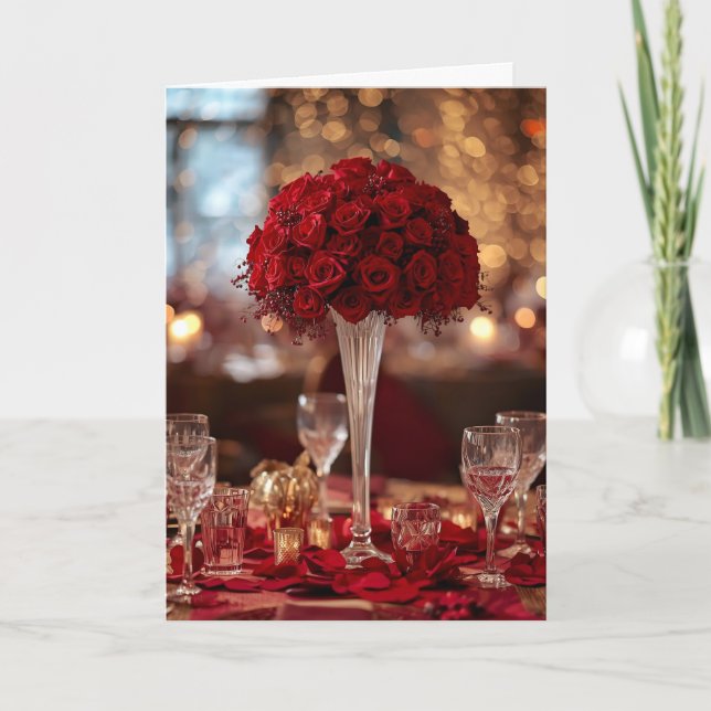 Romantic Red Rose Valentine Love Message Greetings Card (Front)