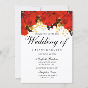 Romantic Red Rose Wedding Invitation
