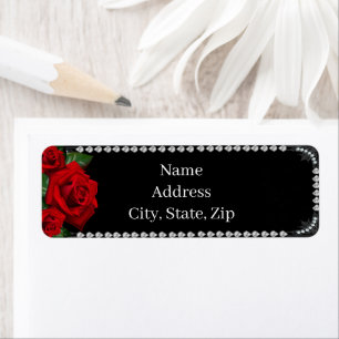 Romantic Red Roses And Diamonds Address Labels