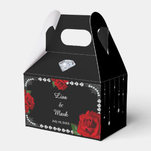 Romantic Red Roses And Diamonds Favor Box